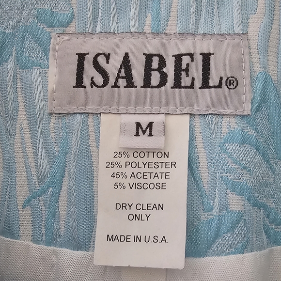 ISABEL Elegant Formal Jacket Turquoise White Rhinestones “Feather” Trim Like New - Picture 4 of 11